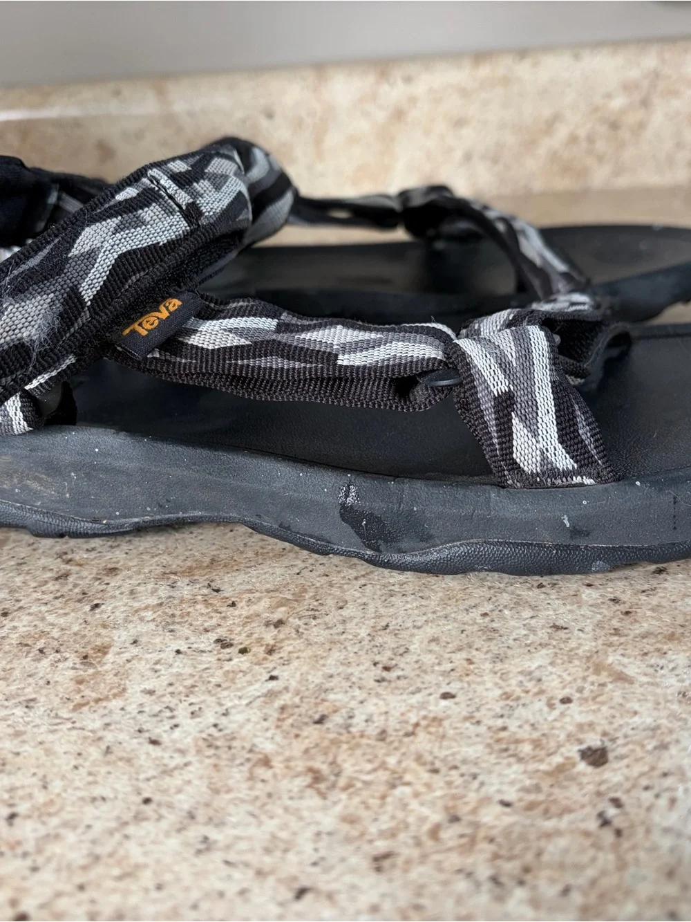 Teva Women's Black Sandals with Gray Patterned Straps